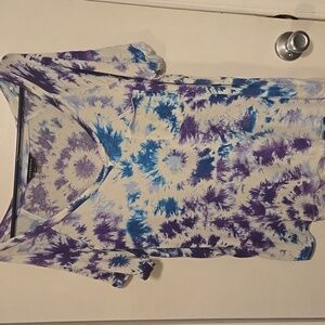 Rock & Republic Purple and Blue Tie-Dye V-Neck Blouse